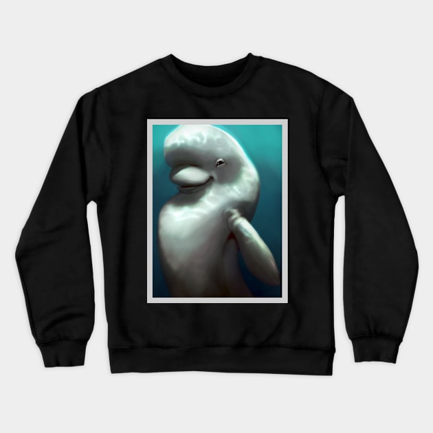 Happy Beluga Whale Crewneck Sweatshirt by frooglekade